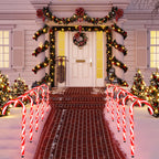 10 Pack 21" Candy Cane Lights Outdoor Pathway Markers - 60 LED Xmas Walkway Decorations w/ Stake