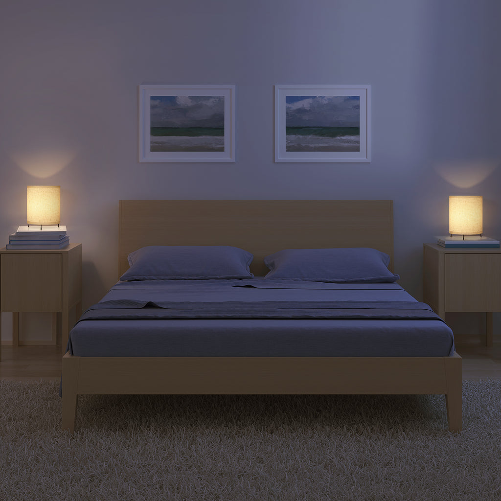 Modern Simple Desk Lamp with Linen Fabric Shade， Multifunction Eye Protection Table Light.