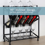 3-Tier Black Metal Spice Rack - Countertop Kitchen Organizer, Standing Jars & Bottle Storage Holder