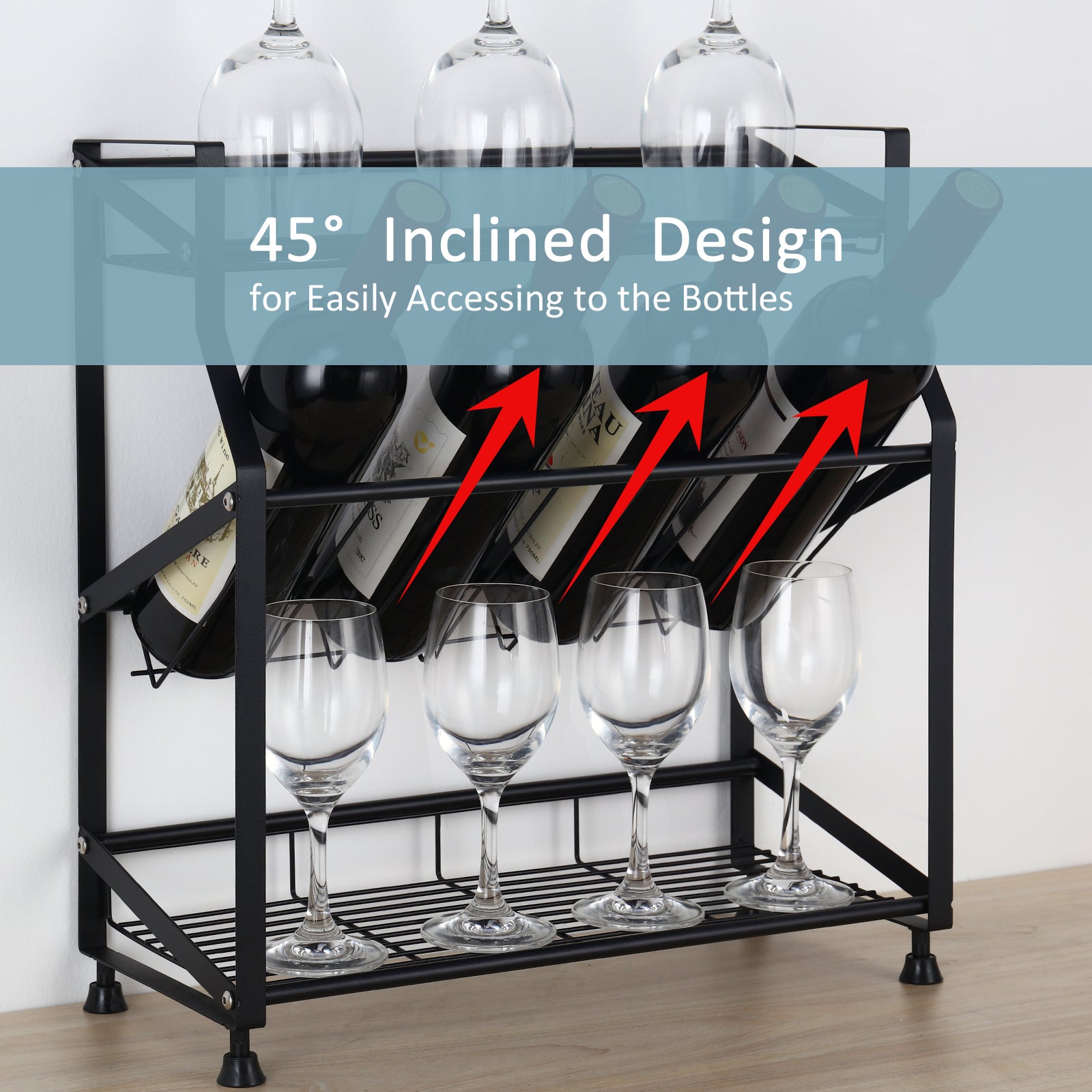 3-Tier Black Metal Spice Rack - Countertop Kitchen Organizer, Standing Jars & Bottle Storage Holder