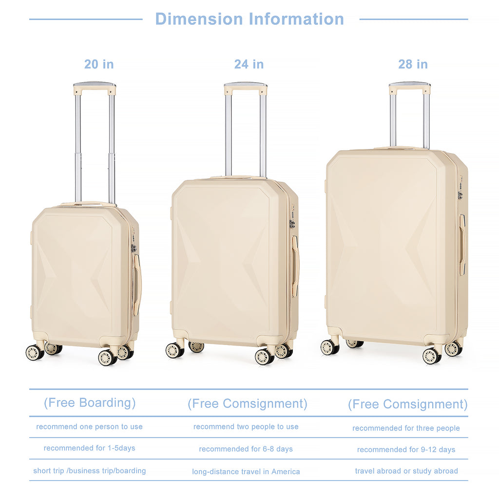 20/24/28in Luggage Set 3pcs Luggage with Wheels Lightweight Travel Suitcase TSA