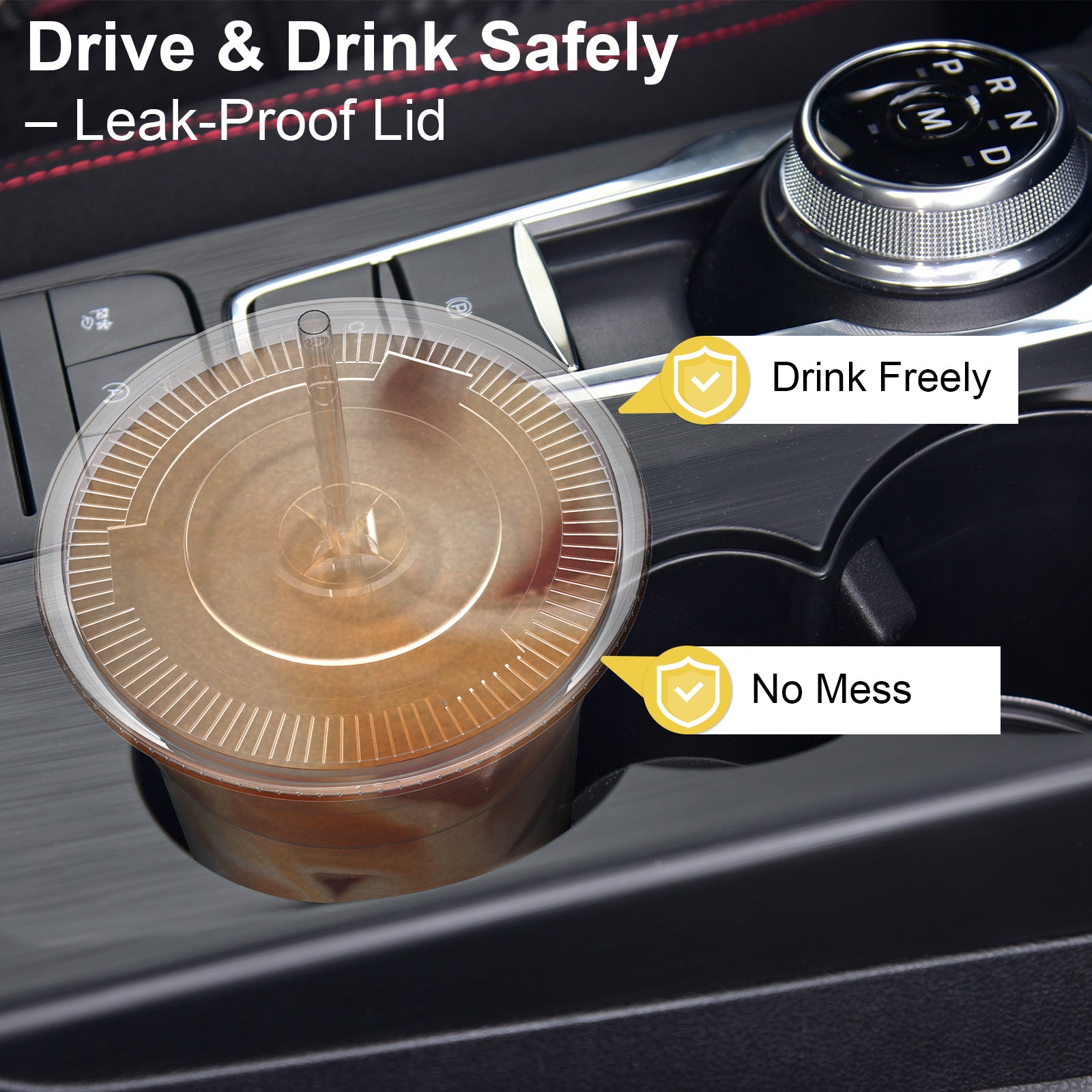 100-Pack 16oz/20oz/24oz Clear Plastic Cups with Lids & Straws - Leak-Proof Disposable Cups for Iced Coffee, Smoothies & Boba Tea