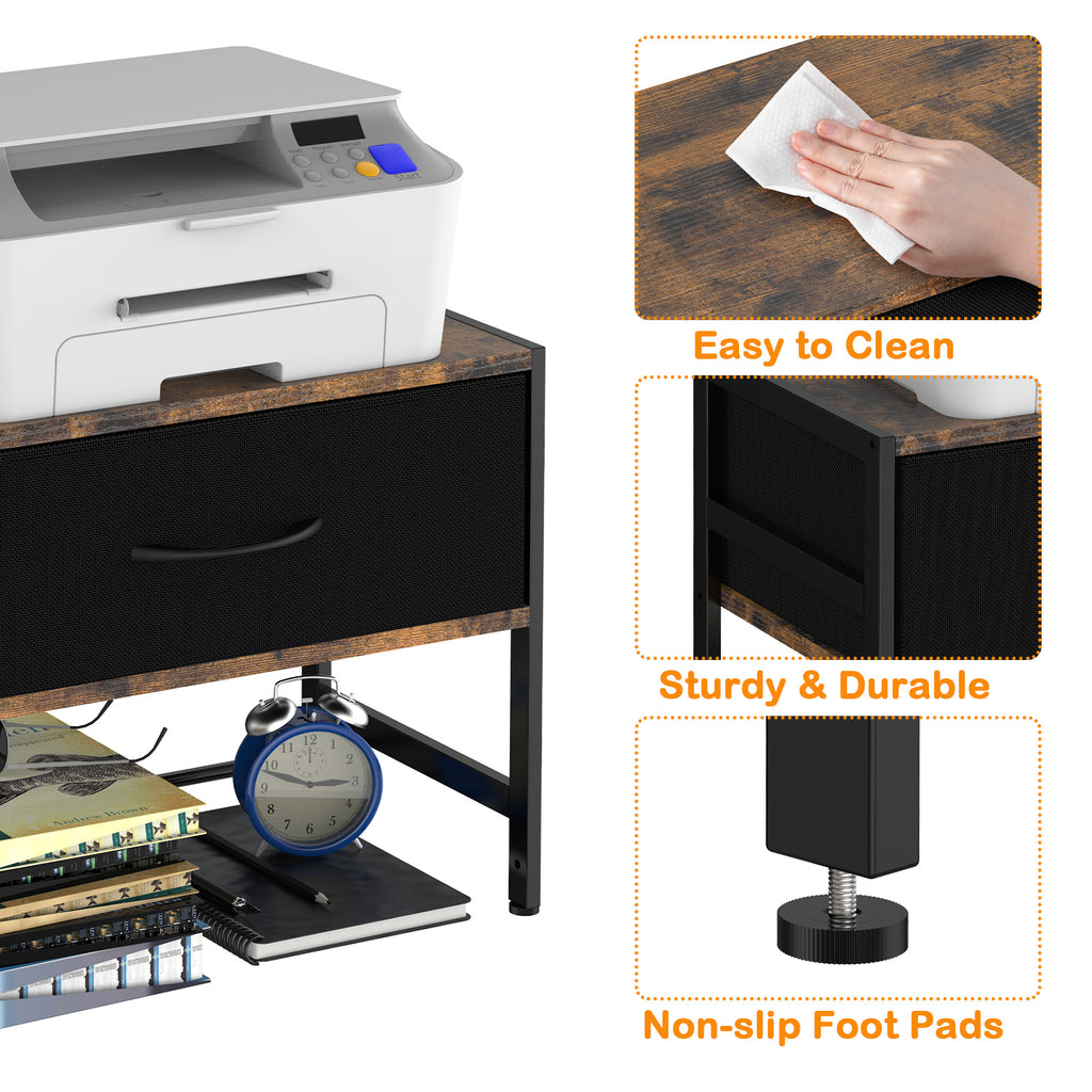 Desktop Printer Stand with Large Fabric Storage Drawer