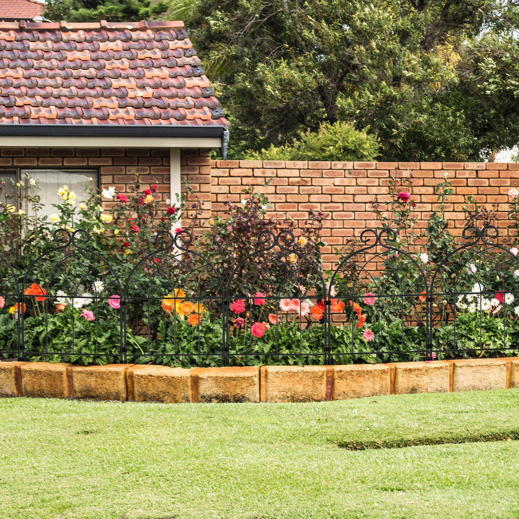 20-Piece Decorative Metal Garden Fence, Interlocking Flower Bed Edging Border, White Retro Design