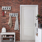 Set of 2 Rustic Wood Wall Hooks for Keys and Coats - Gray White Decorative Hanger with 4 Prongs for Entryway, Bathroom, or Bedroom Organizer