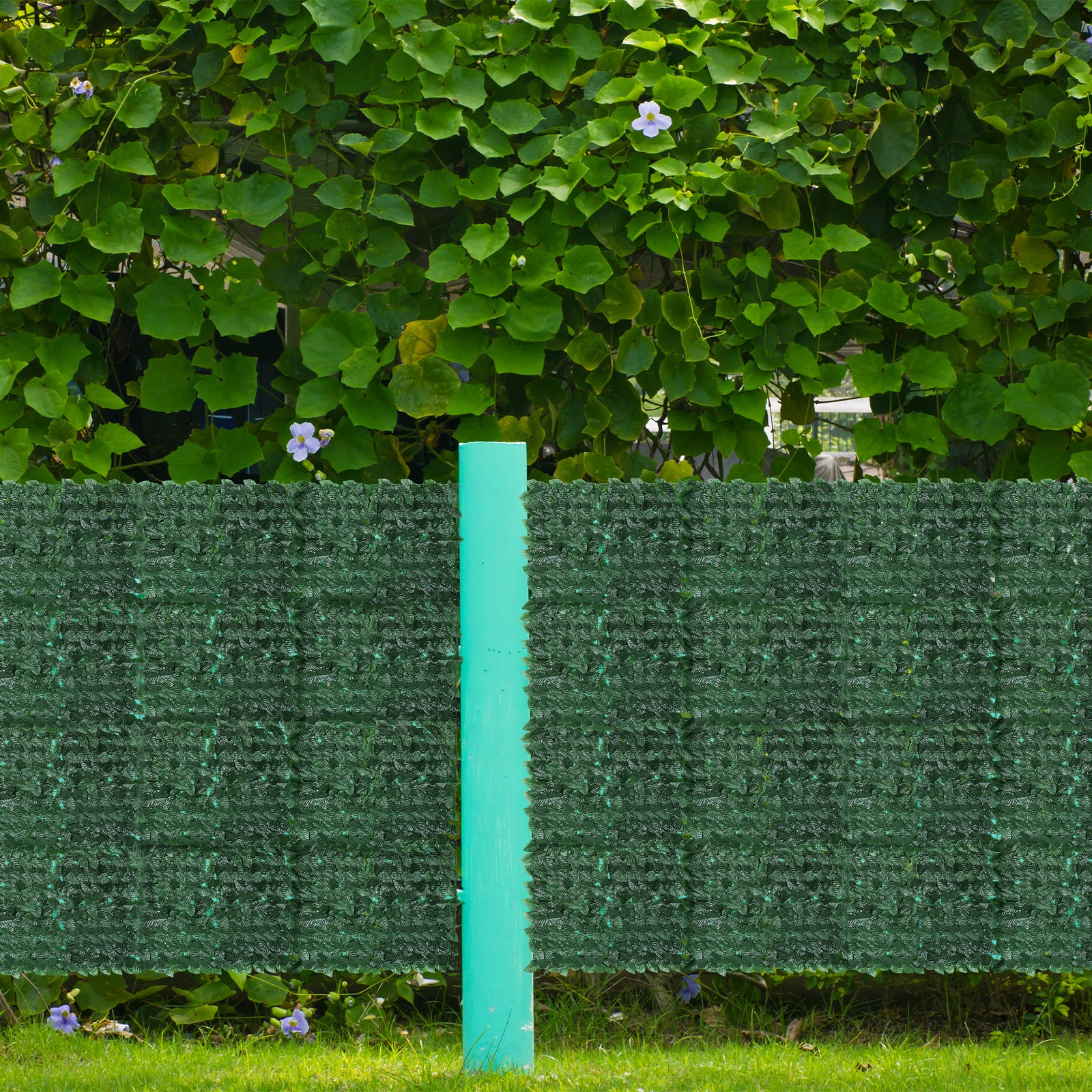 Artifical Ivy Privacy Fence (Green Apple Style) - 47.2inch x 157.5inch(40 pieces) Faux Vine Wall for Garden & Balcony