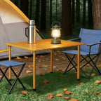 Portable Bamboo-Style Folding Camping Table, Roll-Up Square Table with Carry Bag for Outdoor Picnic & Home Use