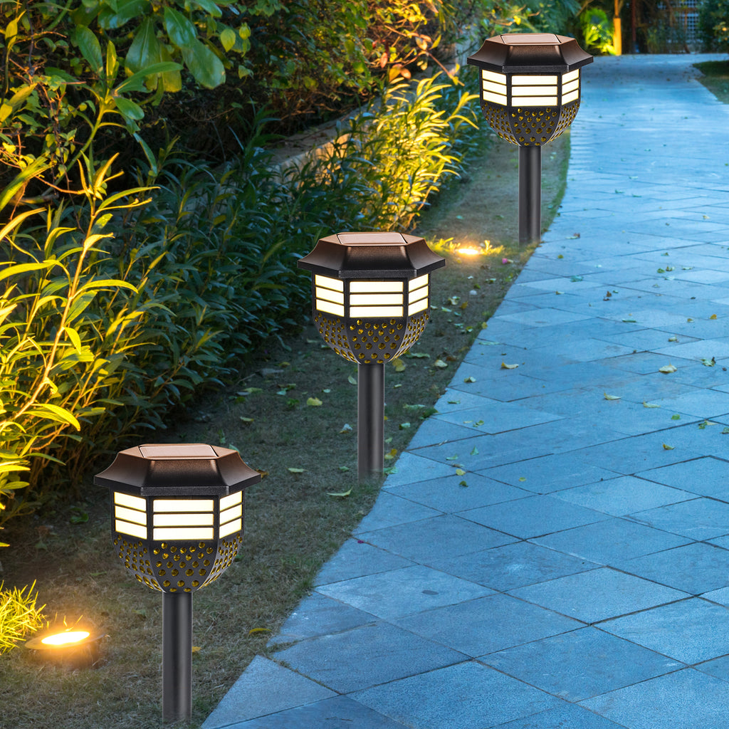4 Pack Retro Solar Garden Path Lights Waterproof Landscape Stake Lamp