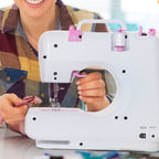 Portable Multi-Functional Sewing Machine - 12 Built-in Stitches & 2 Speeds - Electric Crafting Machine for Adults & Beginners, Pink