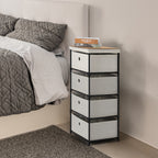 4-Drawer Bedroom Storage Tower, Compact Fabric Organizer Unit and Clothing Chest of Drawers