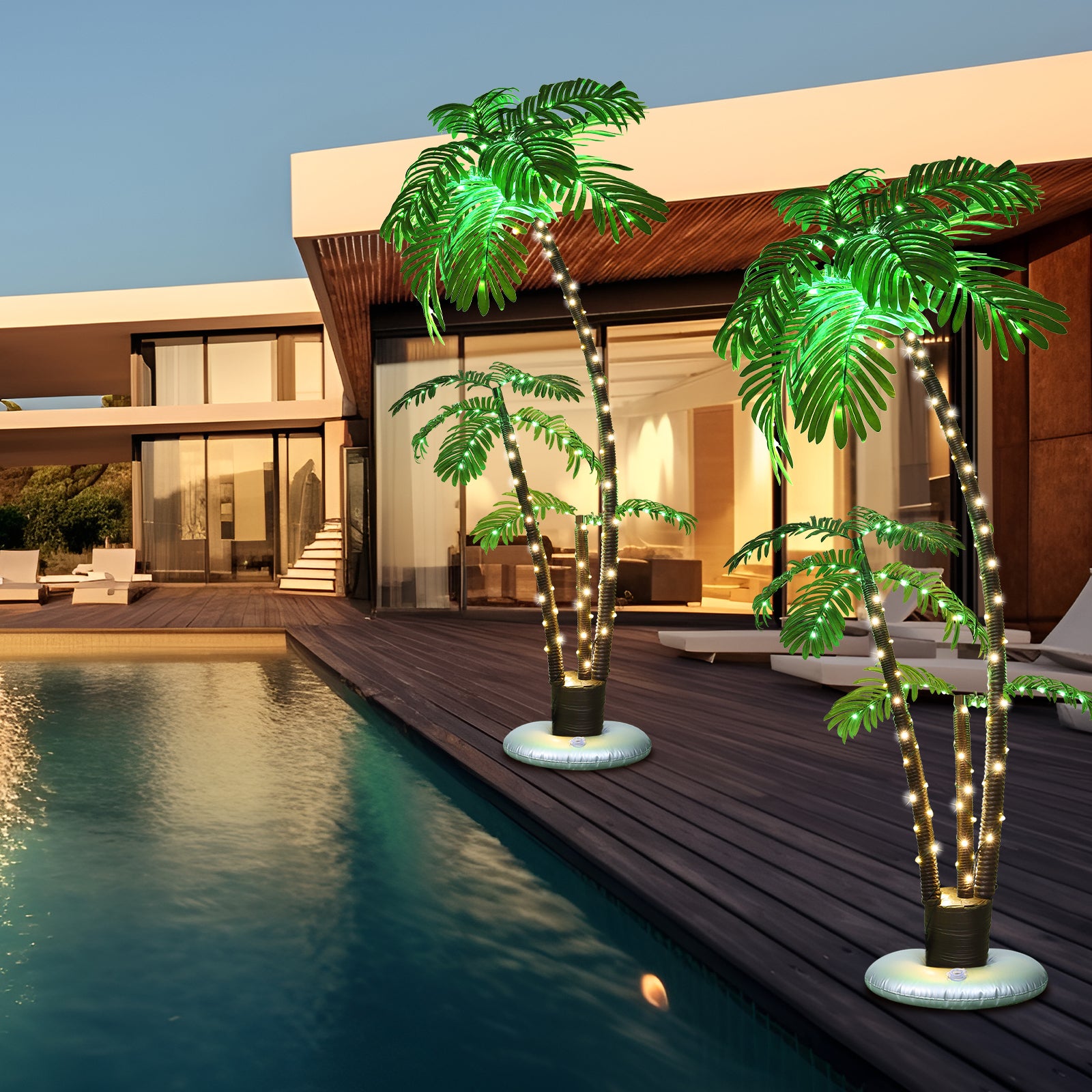 6FT Lighted Palm Tree - LED Artificial Faux Tree Lights for Outdoor Patio & Bar Decor w/ 8 Modes