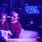 "Good Vibes" Neon Sign - USB Powered LED Wall Decor Light for Bedroom, Bar, Party & Wedding