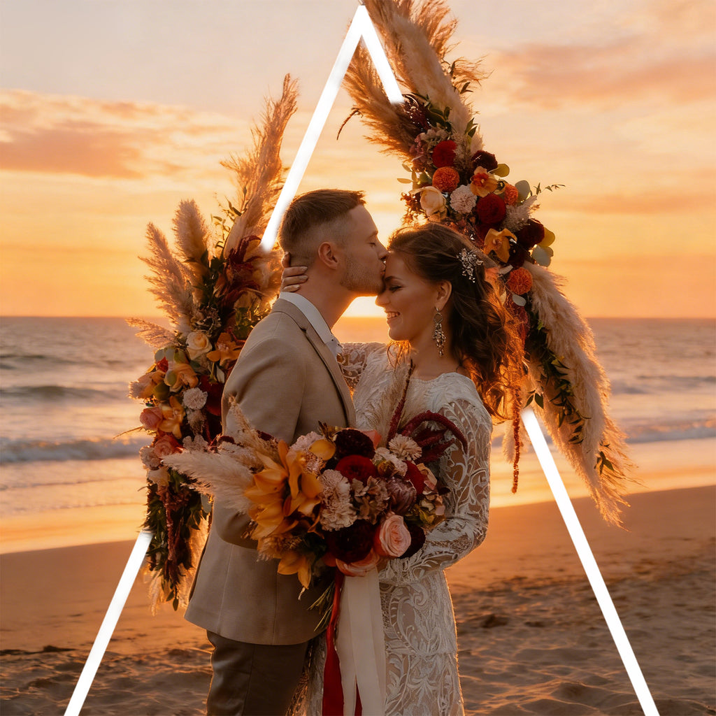 Metal Arch Backdrop Stand, 8.4FT Triangular Wedding Arch Stand, Balloon Arch Stand for Ceremony Birthday Decorations, Graduation Ceremony Photo Booth Background Supplies, Garden Arbor Decoration