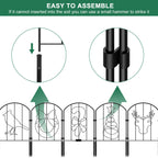 10-Pack Decorative Garden Fence - 10.5ft Christmas Pattern Metal Border, Animal Barrier for Patio & Yard
