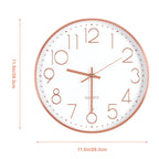 12 Inch Rose Gold Silent Wall Clock - Modern Minimalist Non-Ticking Clock for Living Room, Bedroom, Kitchen, Battery Operated, Large Easy-to-Read Display