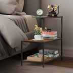 Sofa Side Table Narrow End Table for Small Space 3 Tier Side Table with Storage Shelf Slim Bedside Nightstand for Bedroom Living Room