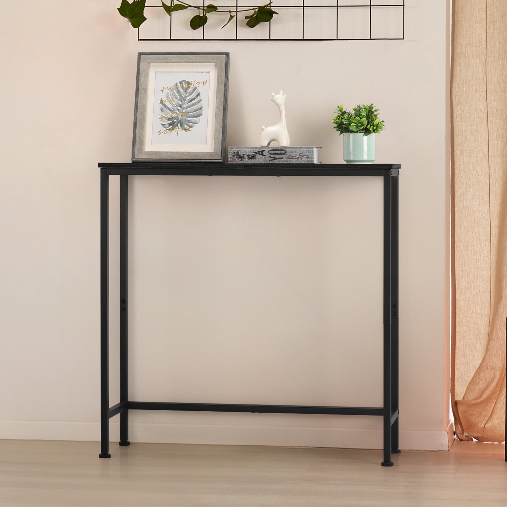 Sleek Black Narrow Entryway Console Table, Versatile Thin Side Table for Living Room, Foyer, and Office