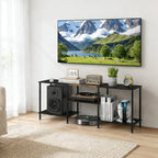 50" Minimalist Entertainment Center | Modern Black TV Stand with Integrated Storage