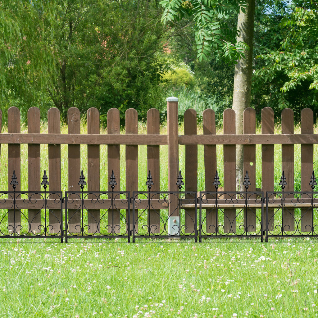 7 Pcs Easy Assembly Rustproof Fence Panels for Yard Lawn, Decorative Metal Outdoor Fences and Borders, Total 23. 5in(H) x 8. 8ft(L) Garden Fencing Animal Barrier, for Dogs, Flower Bed, Patio, Square