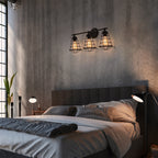 3 Lights Bathroom Vanity Lights, Industrial Black Wall Lights with Metal Lampshade, Farmhouse Vanity Lights for Bathroom, Kitchen, Living Room