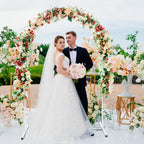 6FT Metal Square Wedding Arch Backdrop Stand Balloon Arched Frame for Ceremony Birthday Party Graduation Anniversary Background Decoration