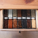 24-Pack Glass Spice Jars Set with Labels & Funnel - Square Condiment Pots with Silver Airtight Lids