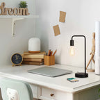 Industrial Table Lamp with Marble Base and Metal Frame Classic Modern Black Bedside Table Lamp for Office Study Dorm Room, Bedroom and Kids Room (bulb not included).