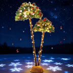 Artificial Christmas Palm Tree - Double-Trunk Lighted Tropical Xmas Trees