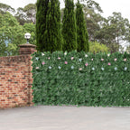 12.6inch x 16.5inch Artificial Ivy Fence-Dark Leaves (24pieces) - Faux Vine Privacy Screen with Flowers for Balcony & Deck