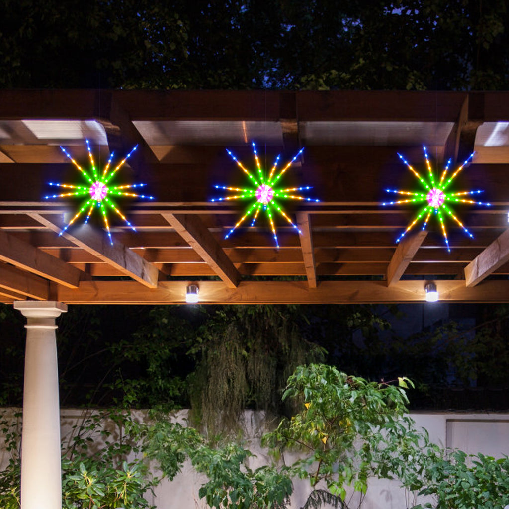 Two fireworks lights, festive decorations, party lights, controlled by infrared remote.