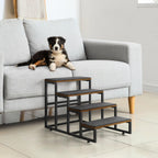 4-Step Pet Stairs for High Beds - Dog Stairs/Steps for Small to Medium Dogs, Cats & Puppies, Brown