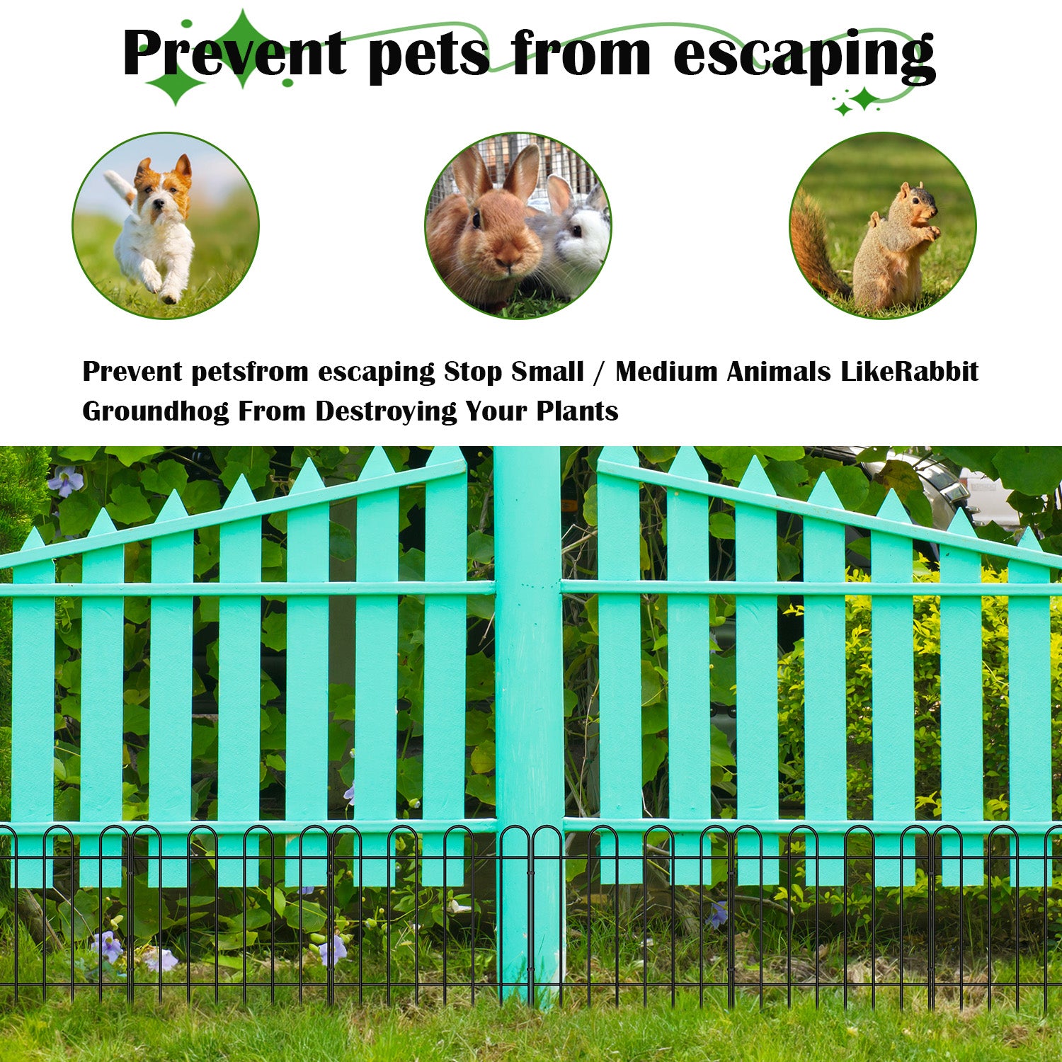 20-Pack Decorative Garden Fence, 16.5"H x 21ft Rustproof Metal Animal Barrier for Yard, Dog & Flower Bed Border,