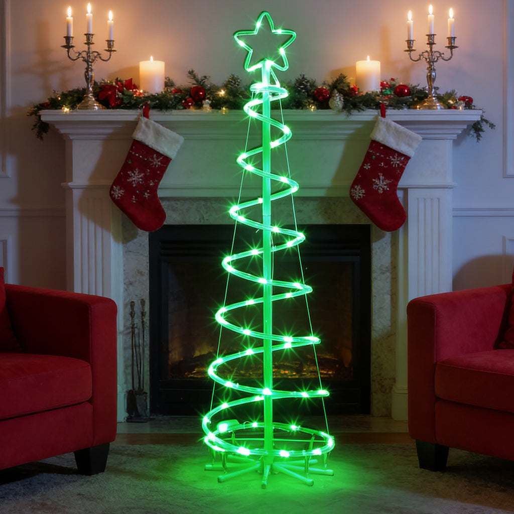 2-Pack Spiral Christmas Tree Lights with Star Topper - Collapsible LED Cone Trees for Indoor/Outdoor