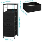 Black Fabric Dresser with 5 Drawers - Sturdy Steel Frame & Wood Top, Multi-Use Organizer