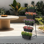 5-Tier Vertical Raised Garden Bed with Drainage - Elevated Planter Boxes for Flowers & Herbs, Space-Saving Outdoor/Indoor Standing Garden, Black