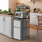 2-Tier Mini Fridge Stand & Microwave Baker's Rack - Multi-Functional Kitchen Storage Organizer with 5 Side Hooks