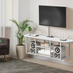 3-Tier Floating TV Stand with Charging Station - Wooden Wall Console for 32-55" TVs, White