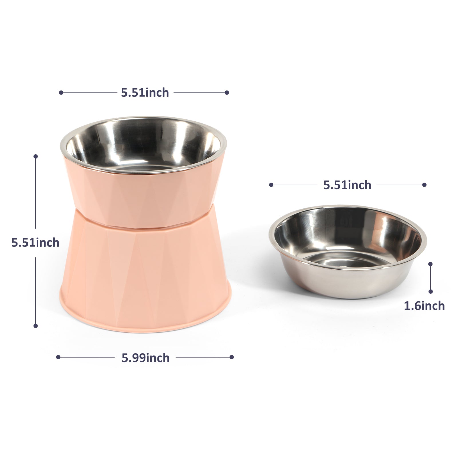 Detachable Blue Raised Pet Bowls - Double Layer Stainless Steel Elevated Feeder for Cats & Small Dogs, Spine Protection