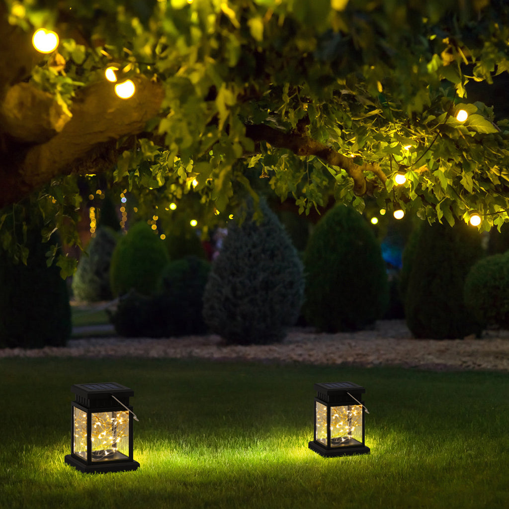 4-Piece Set Outdoor Decorative Solar Mason Jar Hanging Lanterns, Waterproof Warm White Fairy Lights for Patio and Garden Decor