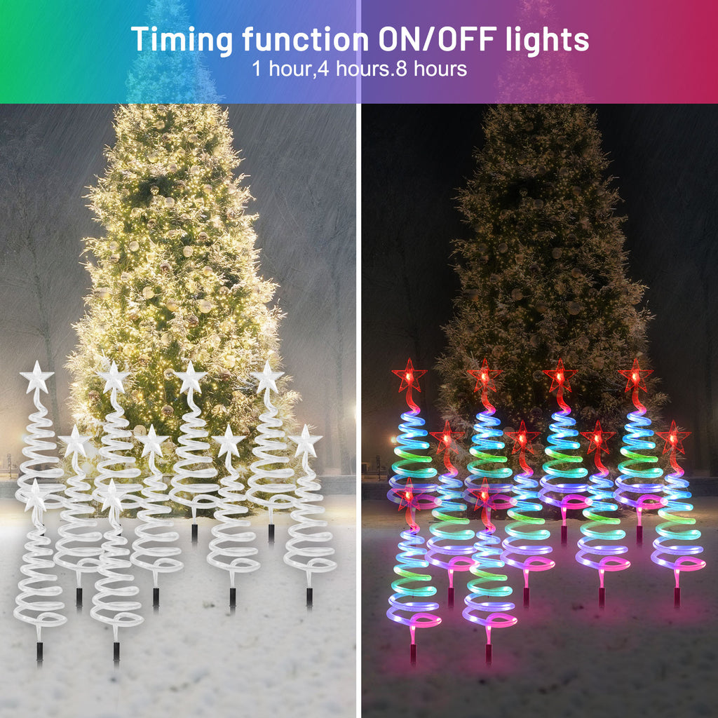 8 Pack Smart Christmas Pathway Lights Outdoor, RGBW App Control Landscape Lights, Sync to Music