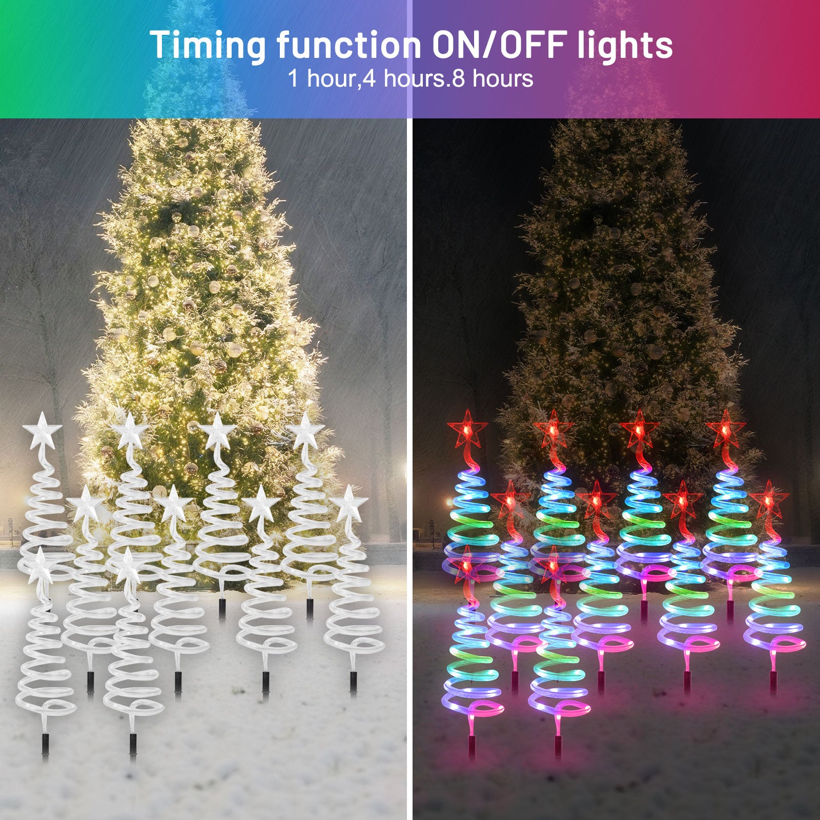 8 Pack Smart Christmas Pathway Lights Outdoor, RGBW App Control Landscape Lights, Sync to Music