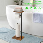 Rustic Industrial Free-Standing Toilet Paper Holder â€“ 3-in-1 Bathroom Organizer with Storage Shelf & Reserve