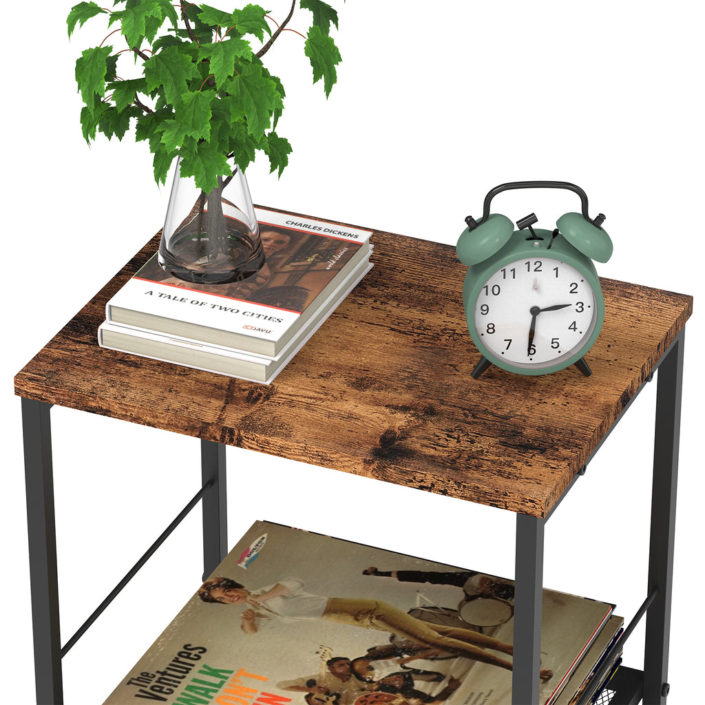 3-Level Turntable Console and Vinyl Storage Display, Matte Black