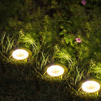 8 Pack Solar Ground Lights, 8 LED Warm White Solar Disk Lights, Waterproof Outdoor Landscape Lighting for Garden, Pathway, Lawn, Yard & Driveway