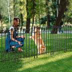 10 decorative garden fence, total length 10 feet (long) x 24 inches (high), animal barrier frame, rust-proof metal wire section edge fence panel, suitable for outdoor terrace garden courtyard