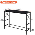 41" Long Narrow Console Table with X-Shape Frame - Slim Industrial Entryway Table for Behind Sofa & Hallway, Minimalist Modern Design, Black