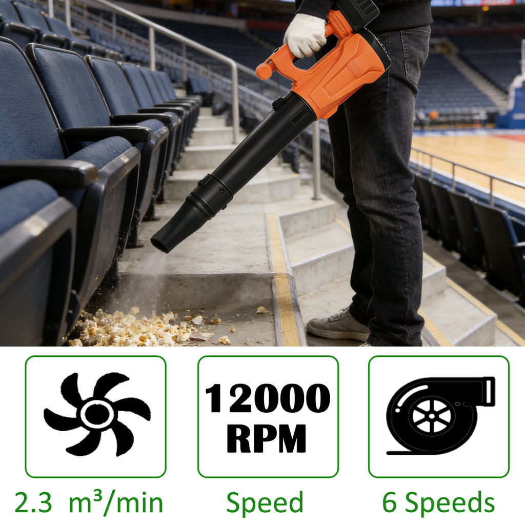 Cordless Leaf Blower, 6-Speed Lightweight Electric Blower with Battery, Handheld Leaf Blower for Clearing Patios, Sidewalks & Lawns