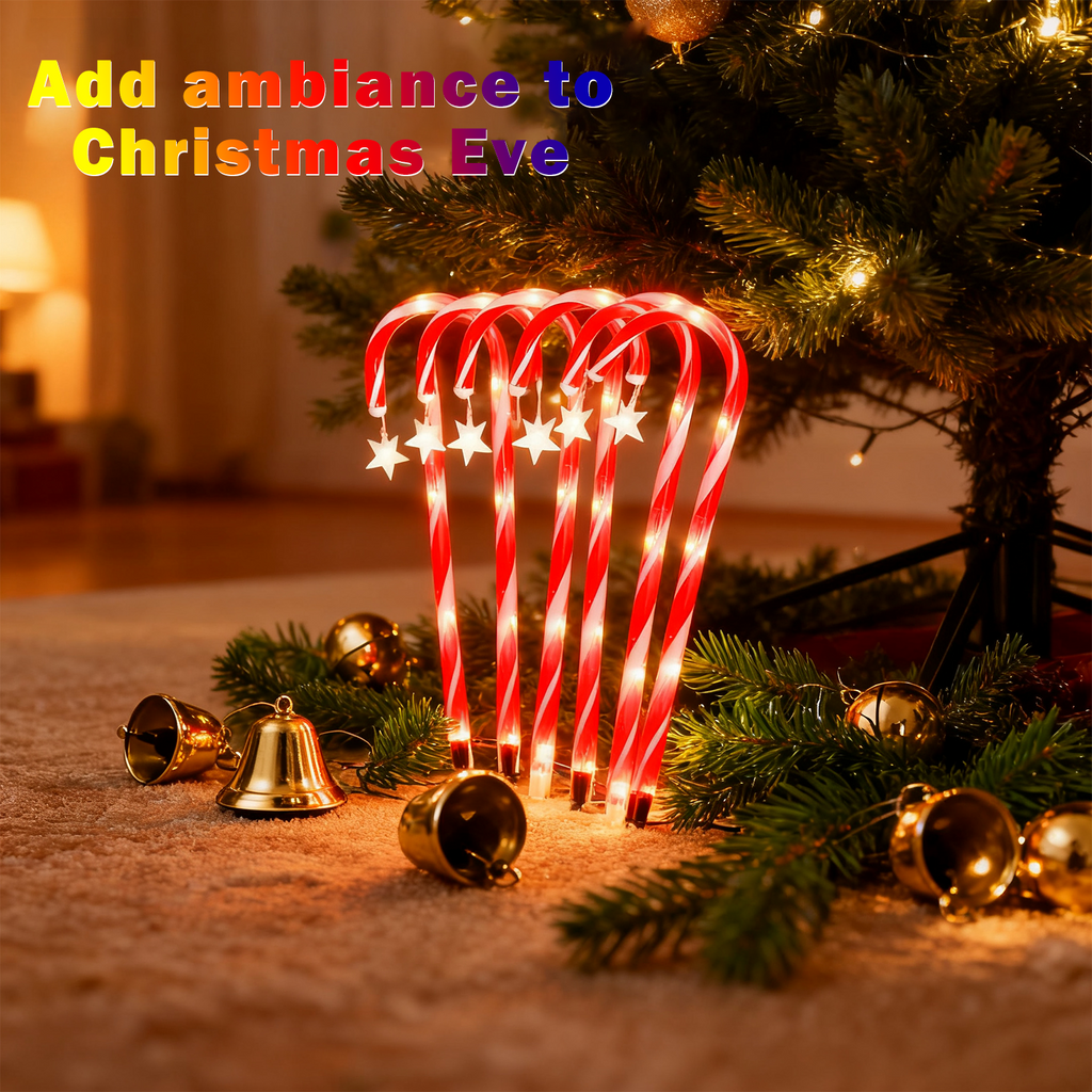 10 Pack 21" Solar Candy Cane Lights w/ Remote - Waterproof Outdoor Christmas Decorations