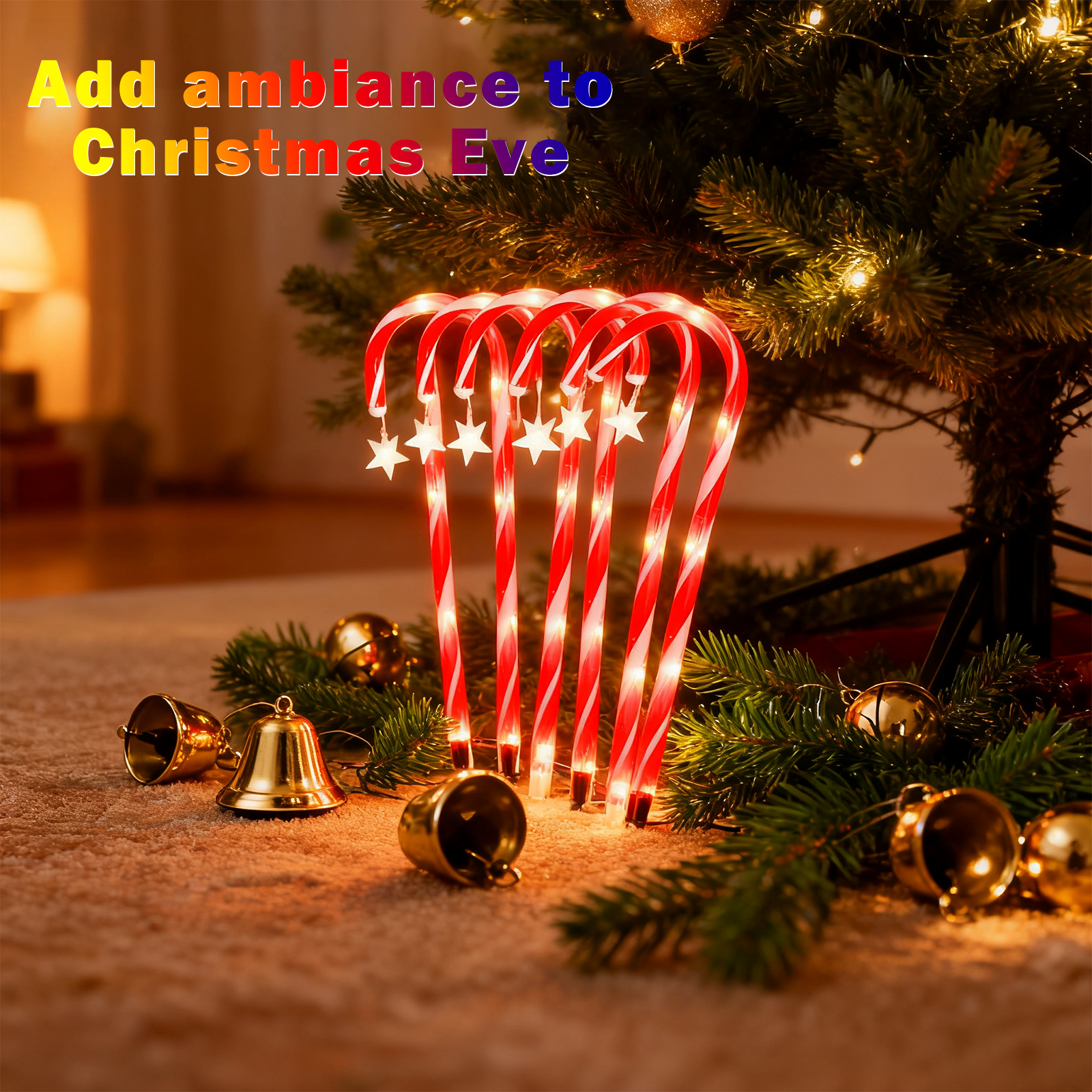 10 Pack 21" Solar Candy Cane Lights w/ Remote - Waterproof Outdoor Christmas Decorations