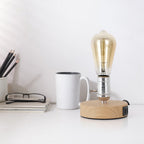 Vintage Table Lamps Edison Table Lamp Base with 2 USB Port Industrial Table Lamp USB Small Nightstand Lamp Holder for Table, Bedside, Bedroom E26